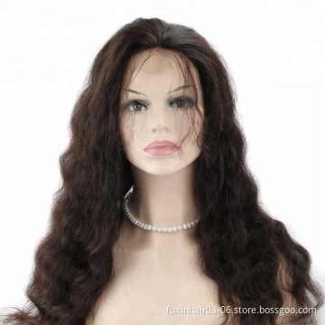 Custom qingdao crochet human hair virgin lace front water wave full lace wig